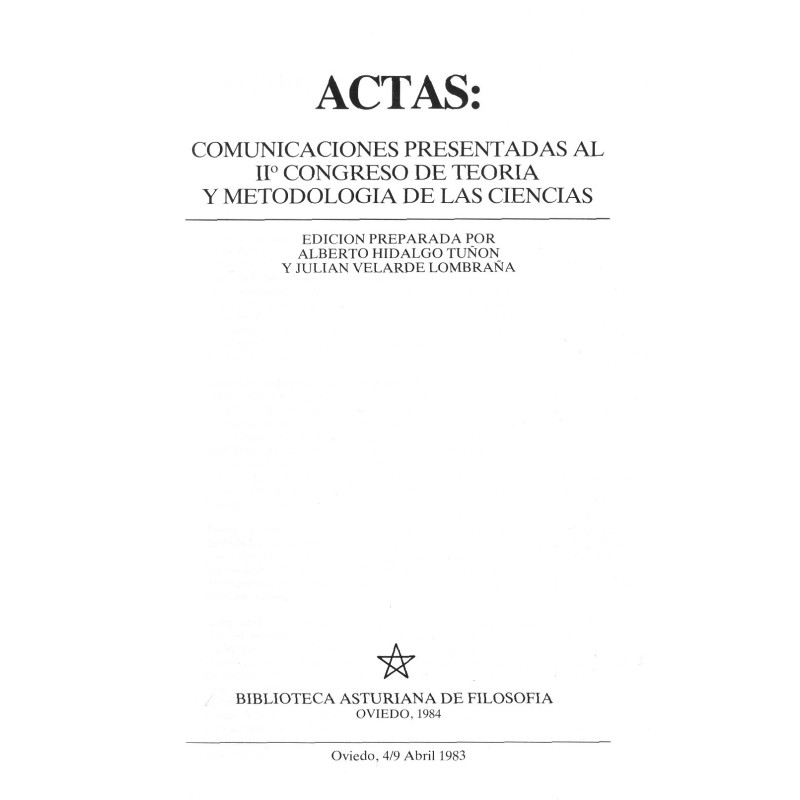 Actas del 2º Congreso  de Teoría y Metodología de las Ciencias